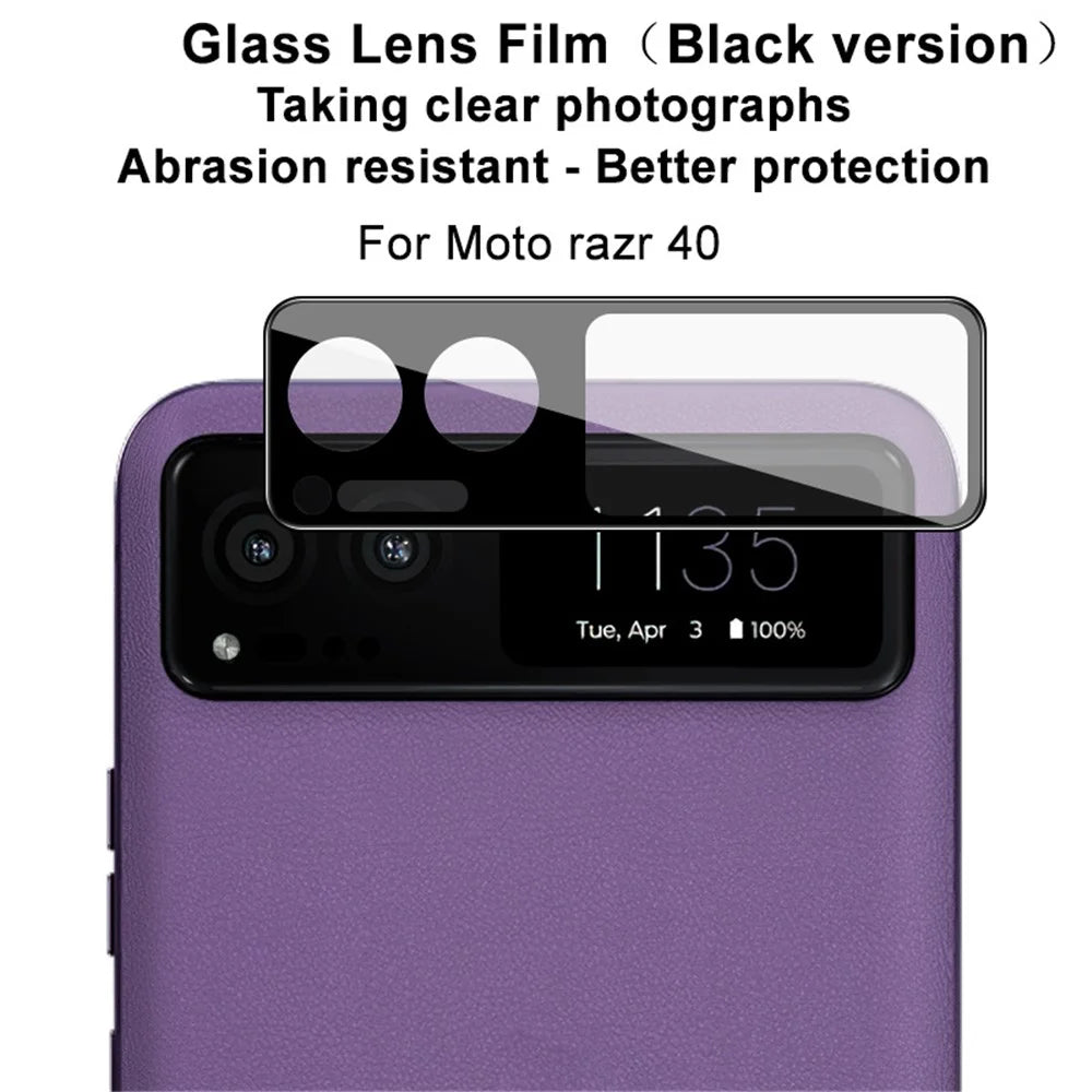 IMAK for Motorola Razr 40 5G Camera Lens Protector Anti-Scratch Tempered Glass Rear Lens Film (Black Version) - 2