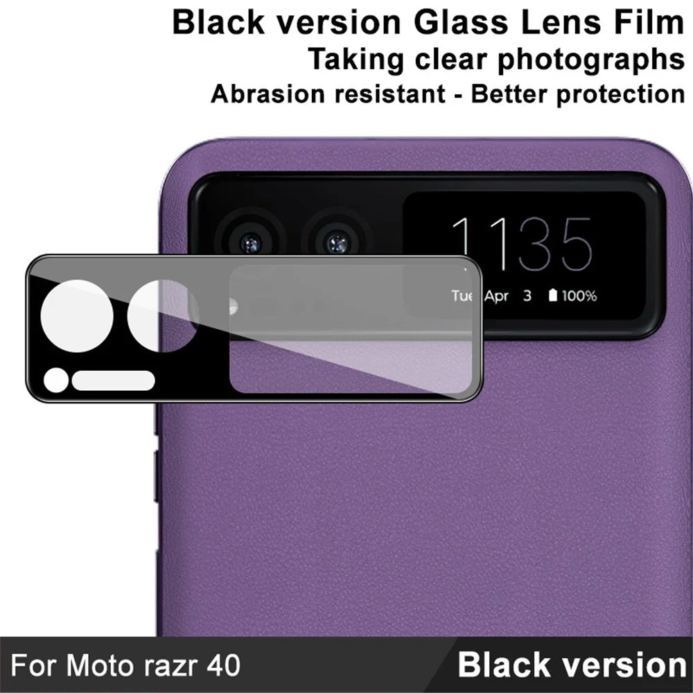 IMAK for Motorola Razr 40 5G Camera Lens Protector Anti-Scratch Tempered Glass Rear Lens Film (Black Version) - 3