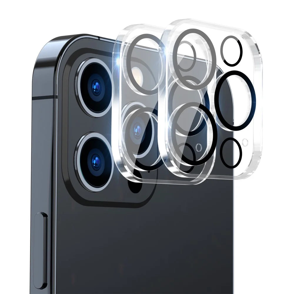 ENKAY HAT PRINCE 2Pcs For iPhone 15 Pro / 15 Pro Max Camera Lens Protector HD Tempered Glass Rear Lens Film - Black Circle - 1