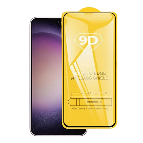 Full Screen Protector for Samsung Galaxy S23 FE , Tempered Glass Side Glue Silk Printing Phone Screen Film (9D) - 1
