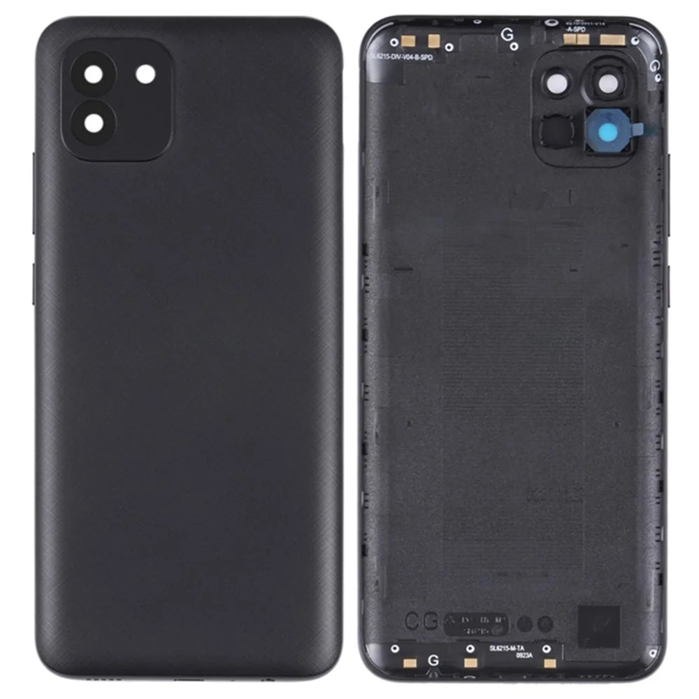 For Samsung Galaxy A03 (164.2mm) A035 Battery Housing with Camera Lens Cover - Black - 1
