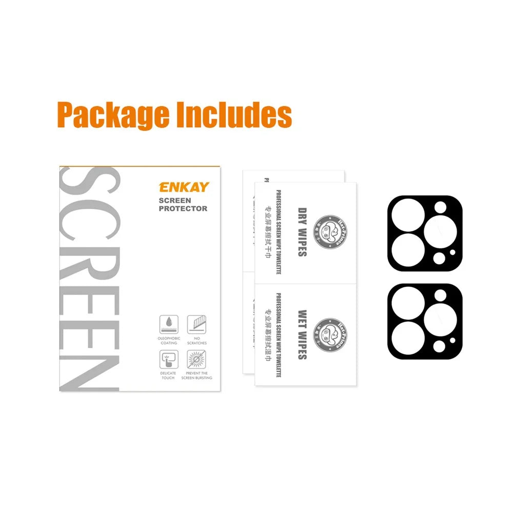 ENKAY HAT PRINCE 2Pcs for iPhone 15 Pro / 15 Pro Max Tempered Glass Camera Lens Film Silk Printing Full Cover Lens Protector - 5