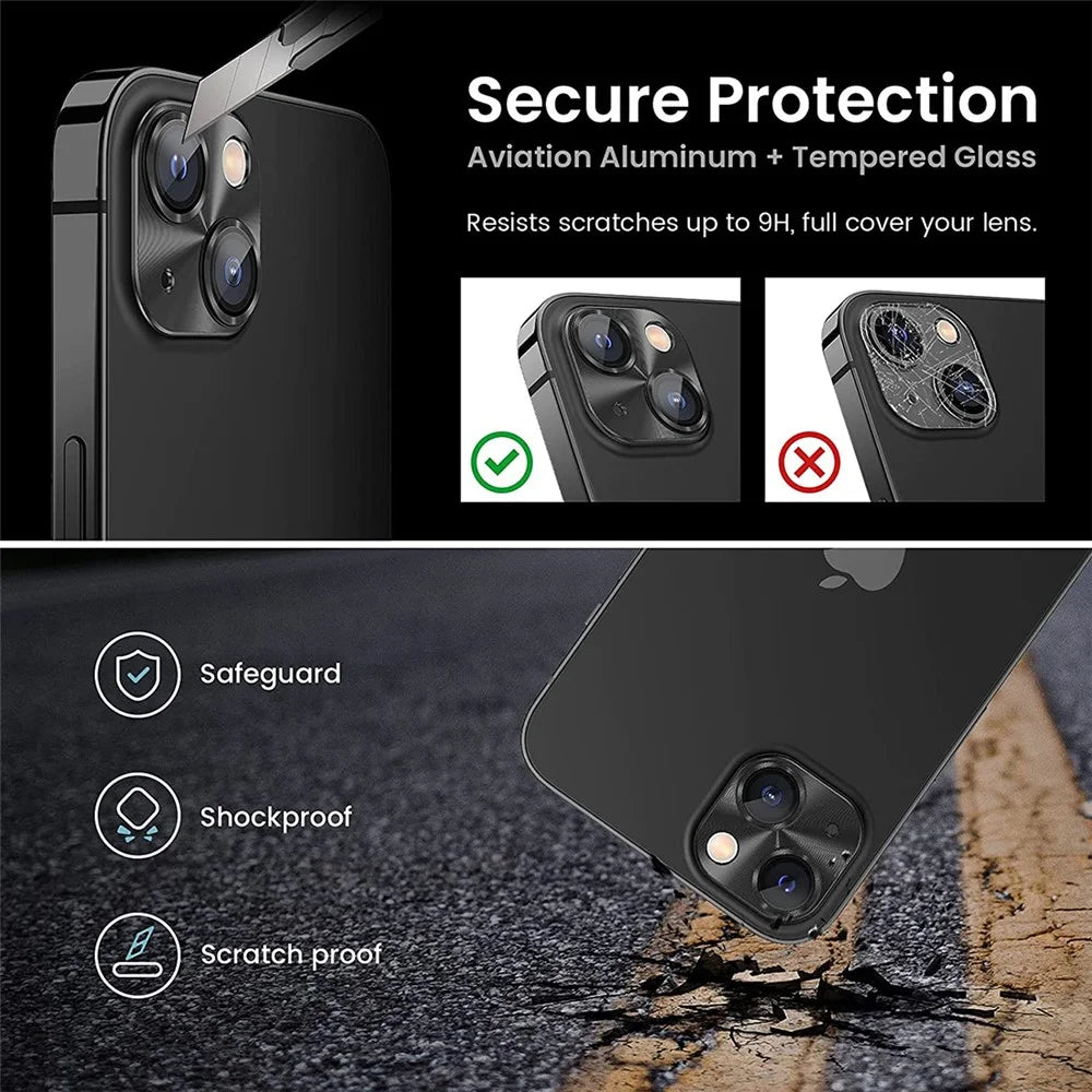 ENKAY HAT PRINCE For iPhone 15 / 15 Plus Camera Lens Protector Aluminum Alloy + Tempered Glass Integrated Full Cover Lens Film - Black - 3