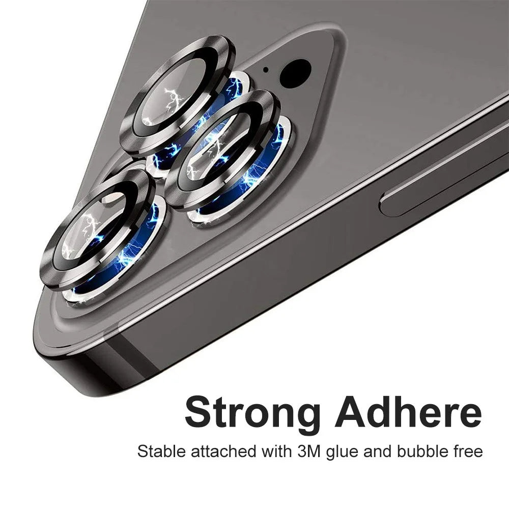ENKAY HAT PRINCE For iPhone 15 Pro / 15 Pro Max 1 Set Camera Lens Film Tempered Glass + Aluminum Alloy Ring Lens Protector Cover - Grey - 2