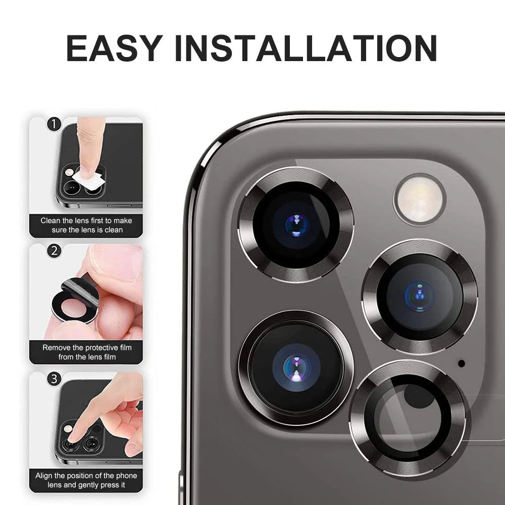 ENKAY HAT PRINCE For iPhone 15 Pro / 15 Pro Max 1 Set Camera Lens Film Tempered Glass + Aluminum Alloy Ring Lens Protector Cover - Grey - 5
