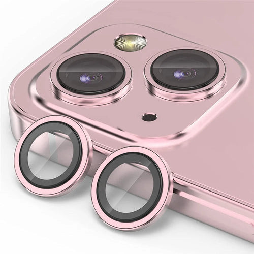 ENKAY HAT PRINCE 1 Set For iPhone 15 / 15 Plus Camera Lens Protector Tempered Glass+Aluminum Alloy AR HD Clear Lens Film - Pink - 1
