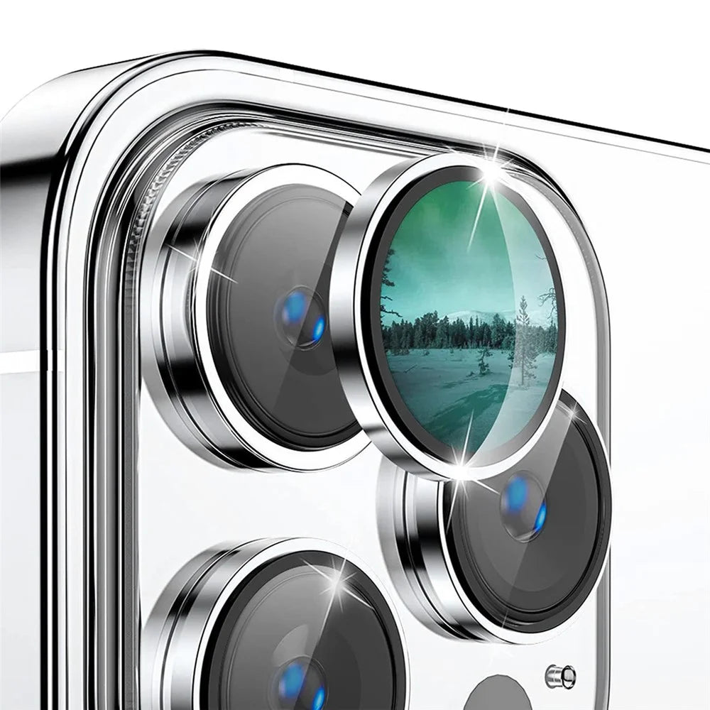 ENKAY HAT PRINCE 1 Set For iPhone 15 Pro / 15 Pro Max AR Ultra Clear Camera Lens Protector Tempered Glass+Aluminum Alloy Lens Film - Silver - 1