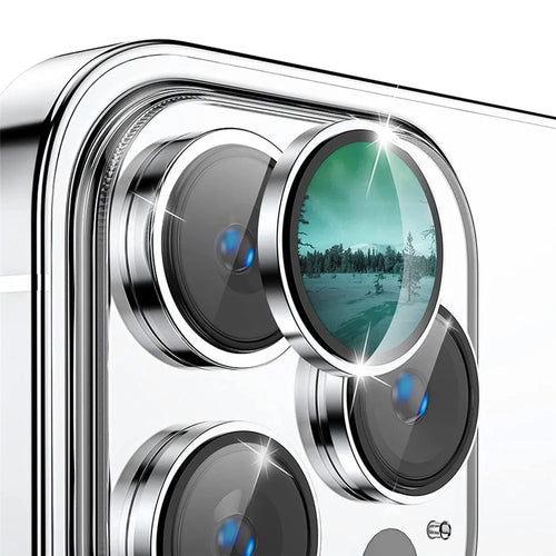 ENKAY HAT PRINCE 1 Set For iPhone 15 Pro / 15 Pro Max AR Ultra Clear Camera Lens Protector Tempered Glass+Aluminum Alloy Lens Film - Silver - 1