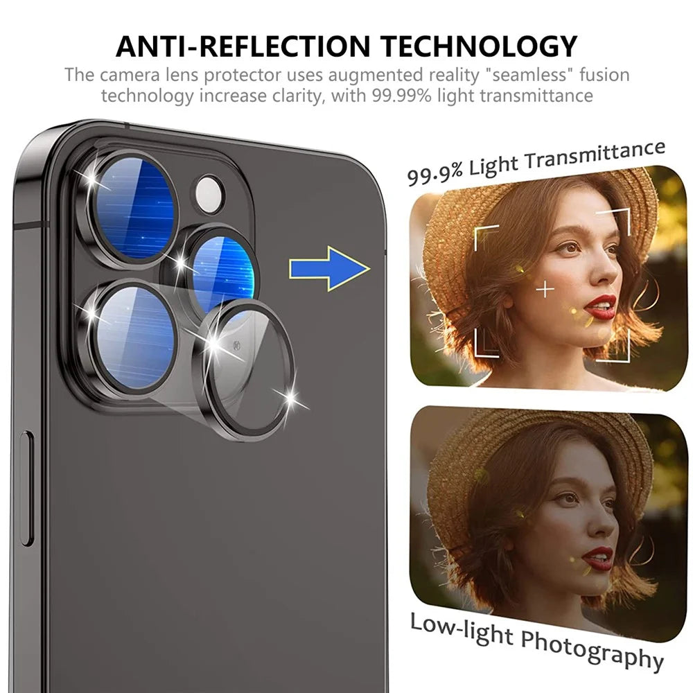 ENKAY HAT PRINCE 1 Set For iPhone 15 Pro / 15 Pro Max AR Ultra Clear Camera Lens Protector Tempered Glass+Aluminum Alloy Lens Film - Silver - 6