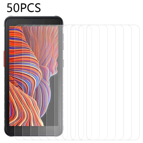 50Pcs Tempered Glass Film for Samsung Galaxy Xcover 5 , Full Glue Mobile Phone Ultra Clear Screen Protector (No Package, with Wipes Set, Dust-absorber, Guide Sticker) - 1