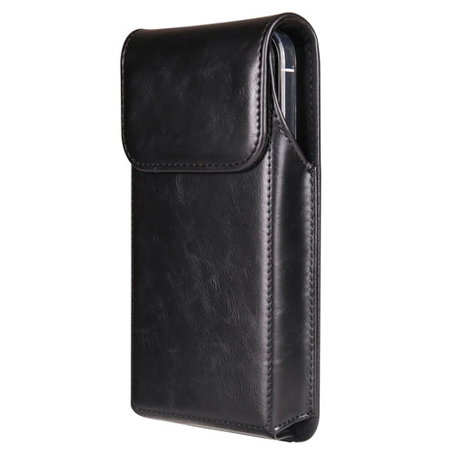 Crazy Horse Texture PU Leather Wasit Phone Bag for 6.1" Cell Phone Universal Belt Pouch with Back Clip - Black - 1