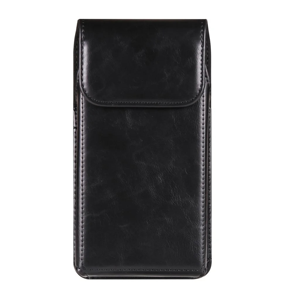Crazy Horse Texture PU Leather Wasit Phone Pouch for 6.7" Mobile Phone Belt Bag with Back Clip - Black - 2