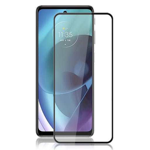 AMORUS For Motorola Moto G71 5G Silk Printing Screen Protector Full Glue Tempered Glass Full Cover Shatterproof Film - Black - 1