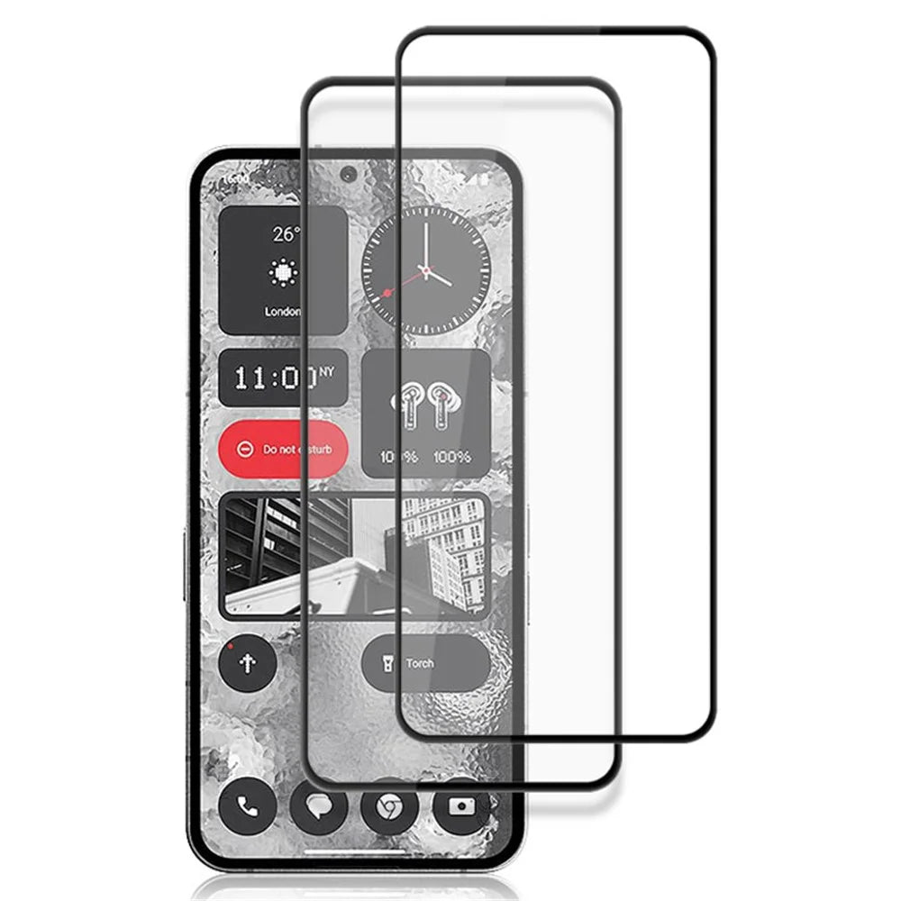 AMORUS 2Pcs Clear Screen Protector for Nothing Phone (2) , Full Glue Tempered Glass Silk Printing Film - Black - 1