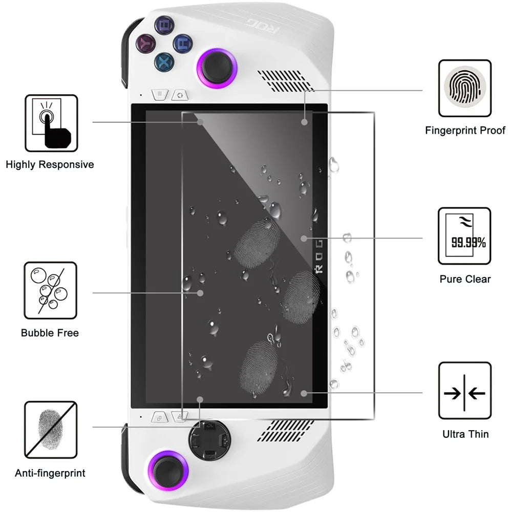 For Asus ROG Ally (2023) Tempered Glass Screen Protector 9H Hardness 2.5D Arc Edge Anti-Bubble Film - 2