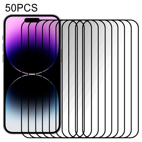 50Pcs / Pack For iPhone 15 Pro Tempered Glass Screen Protector Anti-Scratch Cell Phone Ultra Clear Screen Film - 1