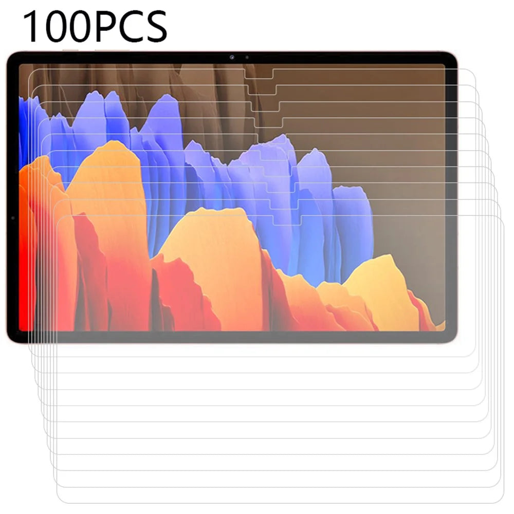 100Pcs For Samsung Galaxy Tab S9+ / S7+ / S8+ / S7 FE Screen Protector Ultra Clear Tempered Glass Tablet Protective Film (No Package, with Wipes Set, Dust-absorber, Guide Sticker) - 1