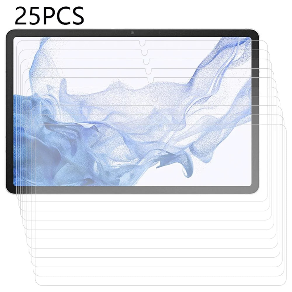 25Pcs Screen Protector for Samsung Galaxy Tab S11 / S10 Lite / S9 / S7 / S8 Tempered Glass Ultra Clear Tablet Screen Film (No Package, with Wipes Set, Dust-absorber, Guide Sticker) - 1