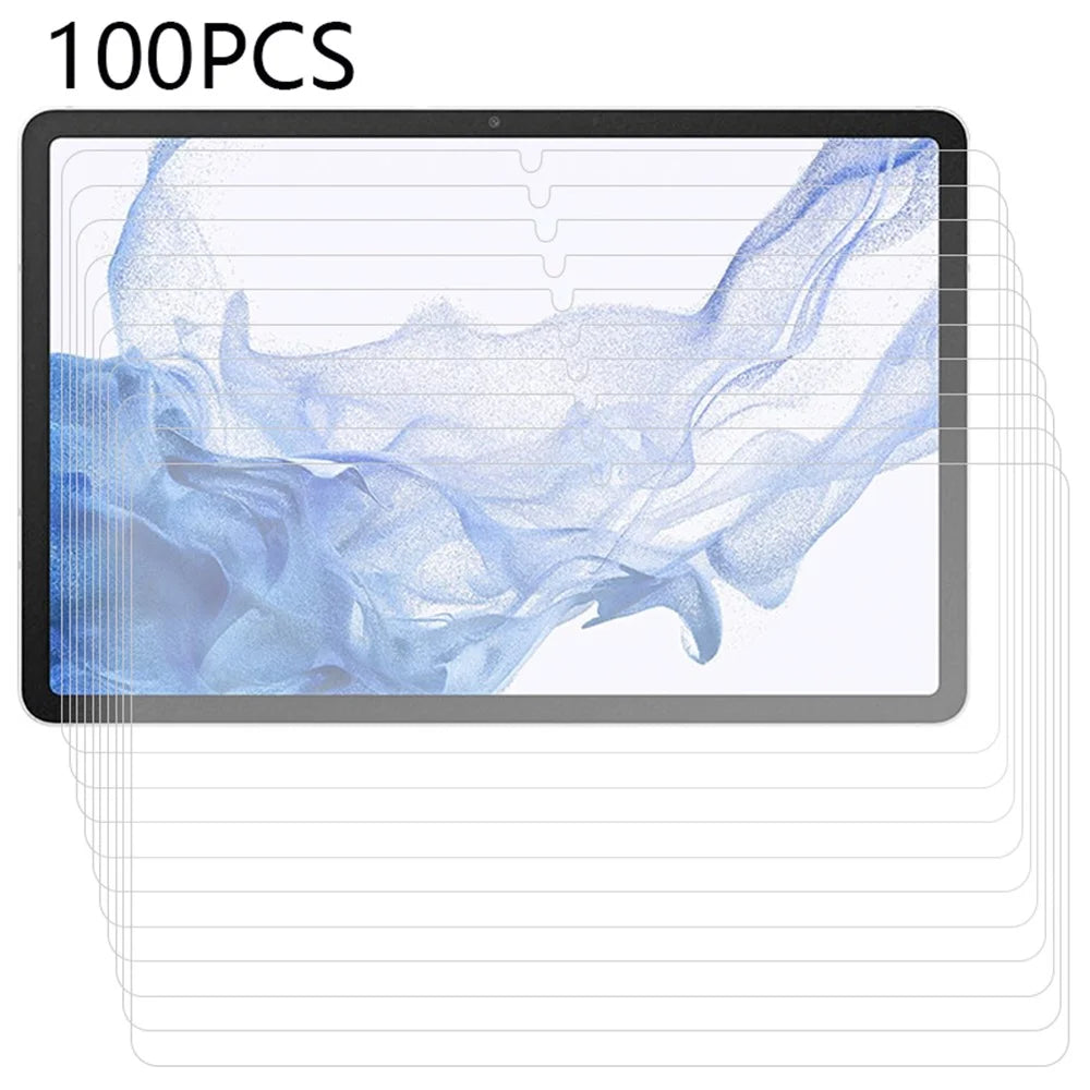 100Pcs Screen Protector for Samsung Galaxy Tab S11 / S10 Lite / S9 / S7 / S8 , Ultra Clear Tempered Glass Tablet Protective Film (No Package, with Wipes Set, Dust-absorber, Guide Sticker) - 1