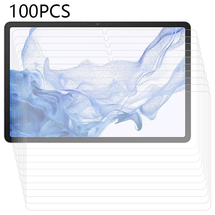 100Pcs Screen Protector for Samsung Galaxy Tab S11 / S10 Lite / S9 / S7 / S8 , Ultra Clear Tempered Glass Tablet Protective Film (No Package, with Wipes Set, Dust-absorber, Guide Sticker) - 1