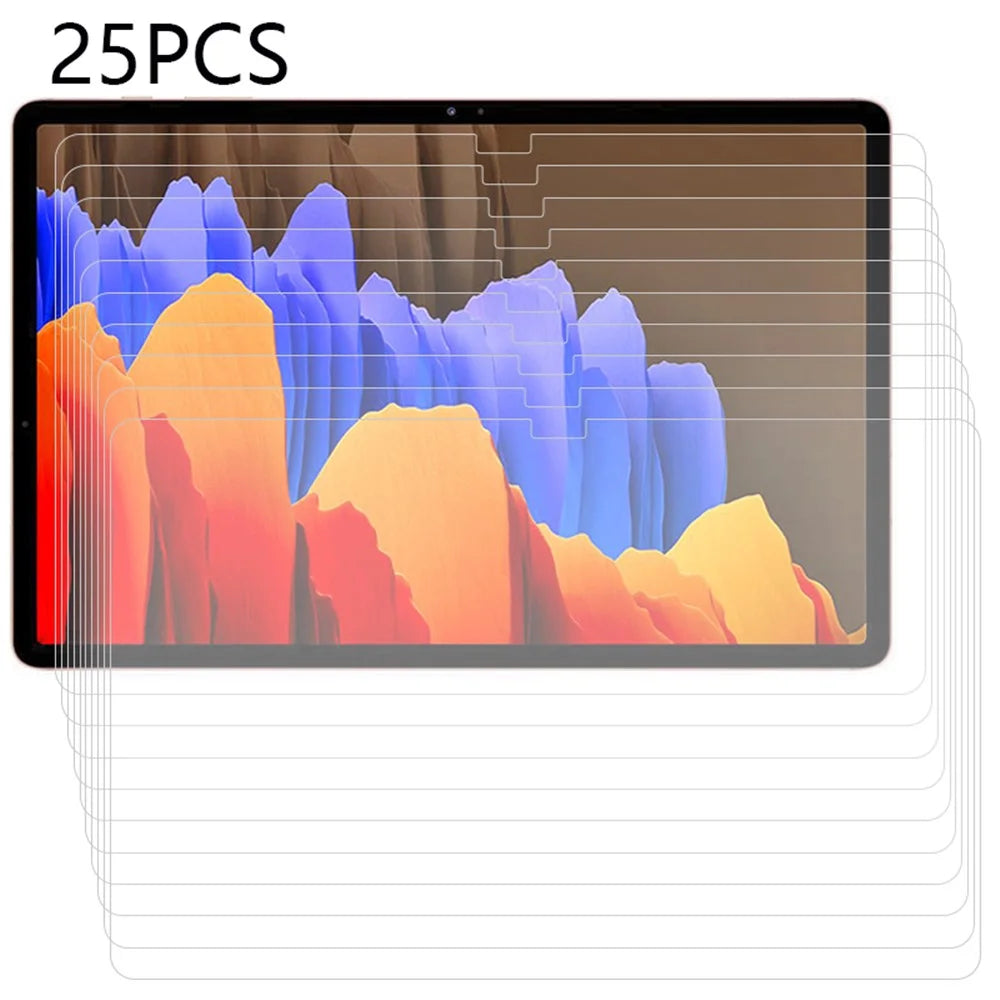 25Pcs For Samsung Galaxy Tab S9+ / S7+ / S8+ / S7 FE Tablet Screen Film Full Cover Ultra Clear Tempered Glass Screen Protector (No Package, with Wipes Set, Dust-absorber, Guide Sticker) - 1