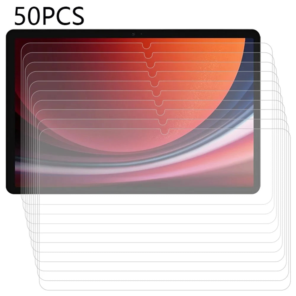 50Pcs Tempered Glass Film for Samsung Galaxy Tab S11 / S10 Lite / S9 / S8 / S7 HD Transparent Anti-Scratch Tablet Screen Protector (No Package, with Wipes Set, Dust-absorber, Guide Sticker) - 1