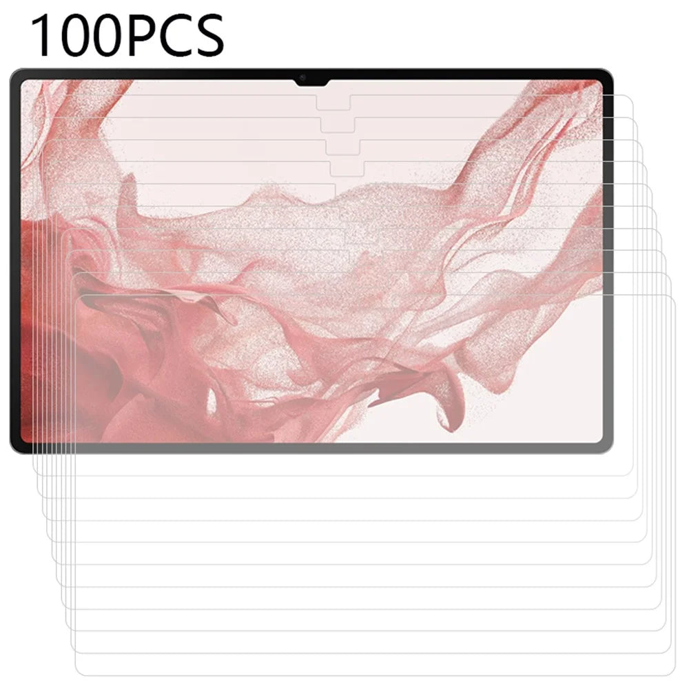 100Pcs For Samsung Galaxy Tab S11 Ultra / S10 Ultra / S9 Ultra / S8 Ultra Tablet Film Ultra Clear Tempered Glass Screen Protector (No Package, with Wipes Set, Dust-absorber, Guide Sticker) - 1
