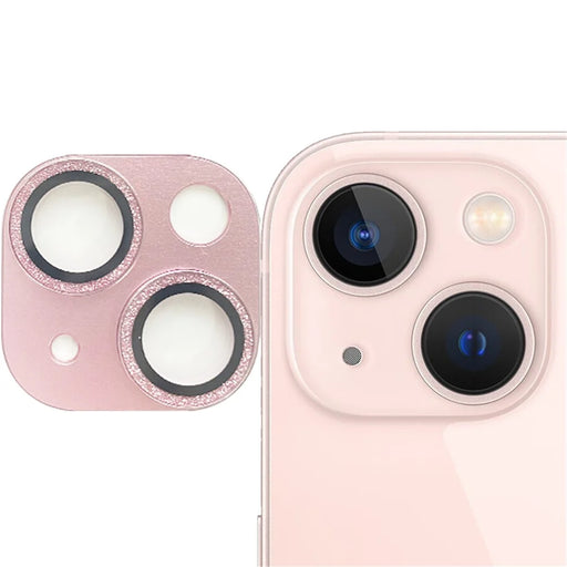 RURIHAI For iPhone 15 / 15 Plus Tempered Glass Camera Lens Protector Glitter Anti-scratch Rear Lens Film - Pink - 1