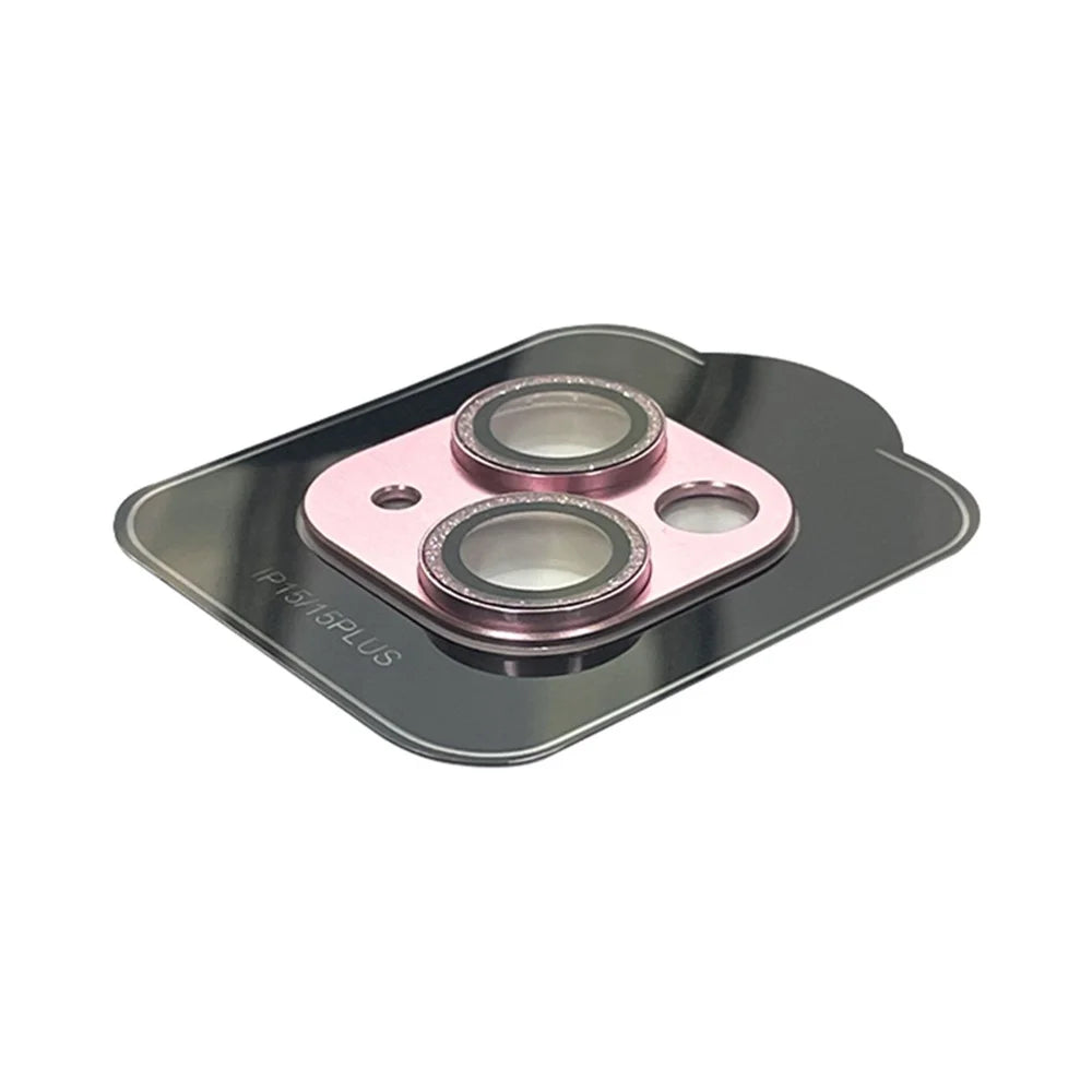 RURIHAI For iPhone 15 / 15 Plus Tempered Glass Camera Lens Protector Glitter Anti-scratch Rear Lens Film - Pink - 4
