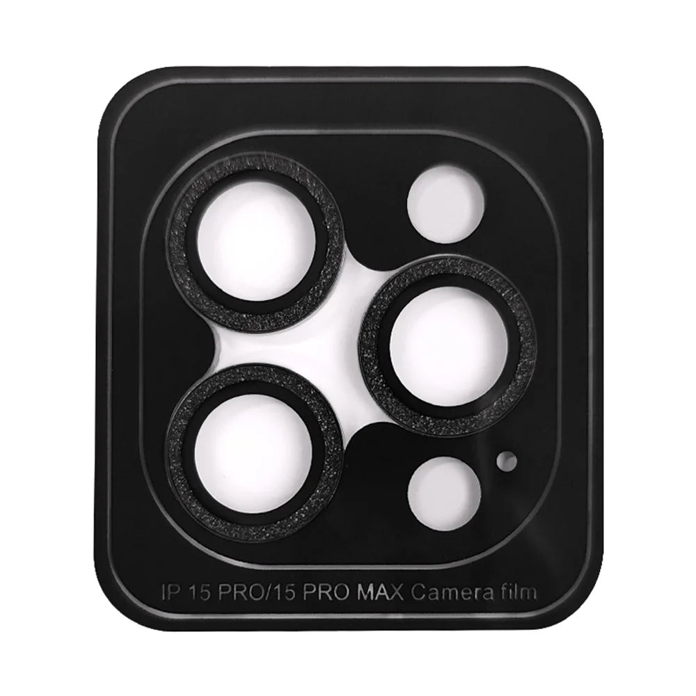 RURIHAI For iPhone 15 Pro / 15 Pro Max Camera Lens Protector AR HD Tempered Glass Glitter Ring Lens Film - Black - 2