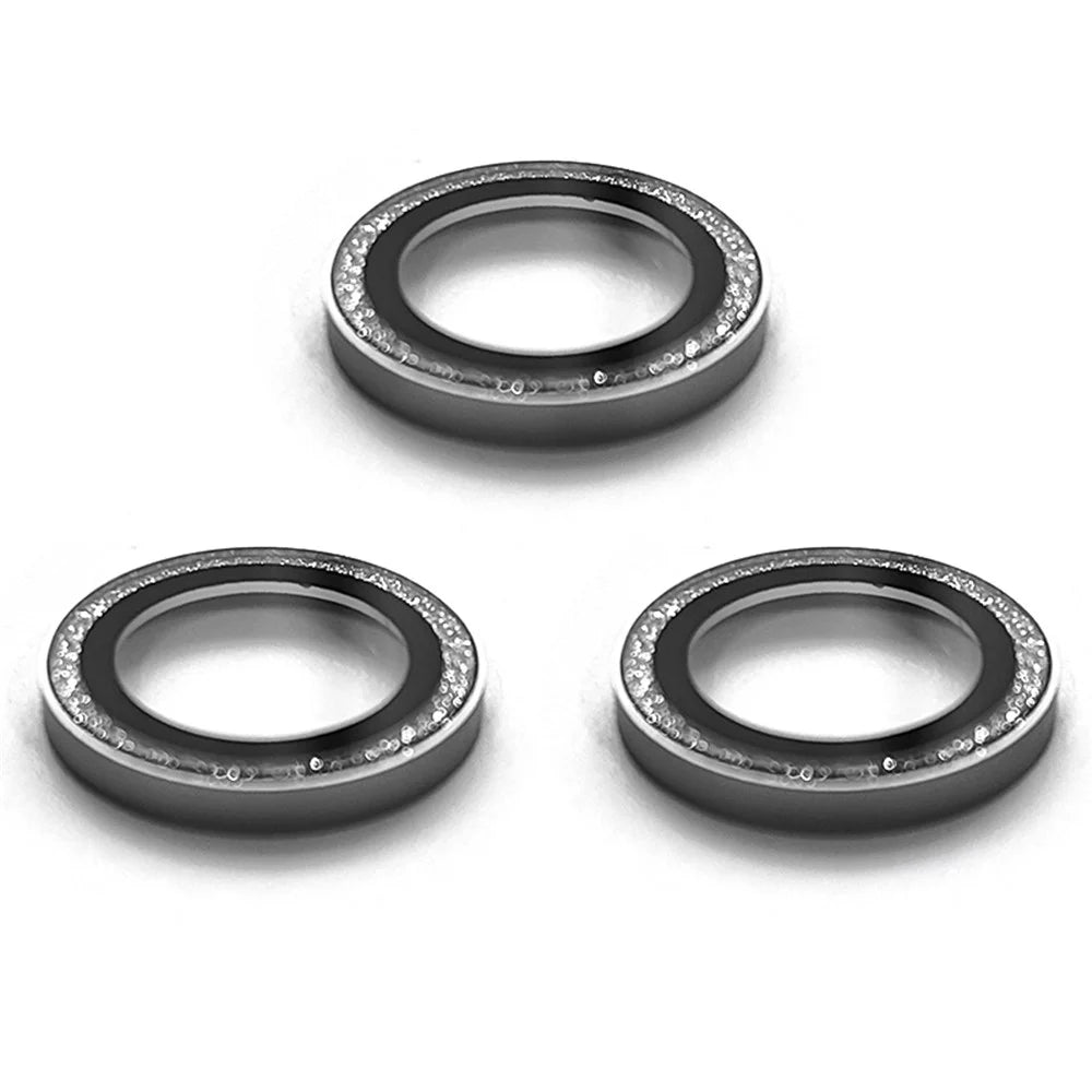 RURIHAI For iPhone 15 Pro / 15 Pro Max Camera Lens Protector AR HD Tempered Glass Glitter Ring Lens Film - Black - 4