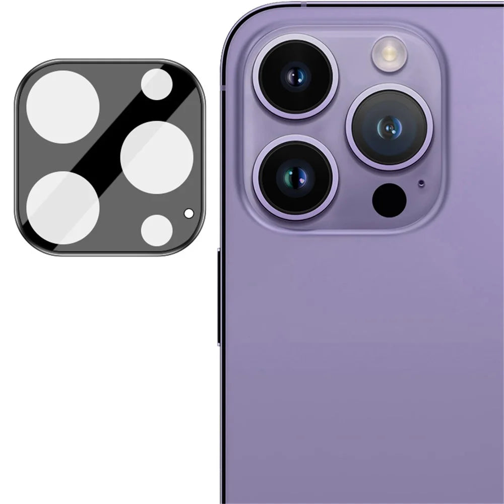 IMAK For iPhone 15 Pro / 15 Pro Max Tempered Glass Camera Lens Protector+Acrylic Lens Cap (Black Version) - 2