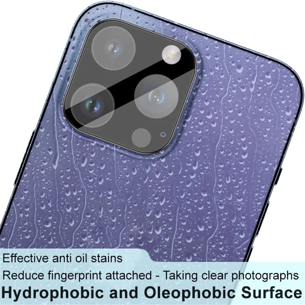 IMAK For iPhone 15 Pro / 15 Pro Max Tempered Glass Camera Lens Protector+Acrylic Lens Cap (Black Version) - 5