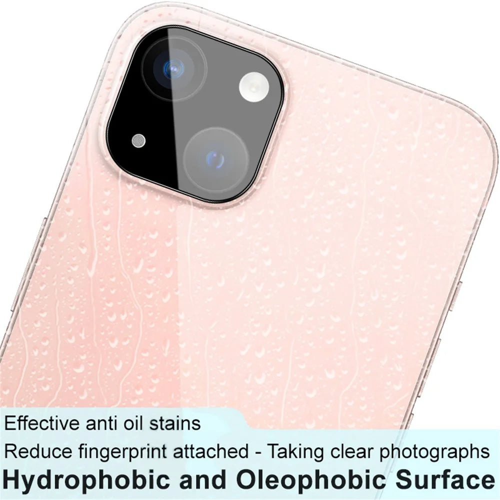 IMAK For iPhone 15 / 15 Plus Camera Lens Film Tempered Glass HD Clear Lens Protector+Acrylic Lens Cap (Black Version) - 5
