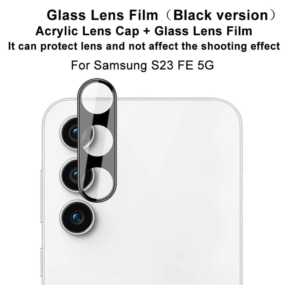 IMAK Tempered Glass Lens Film for Samsung Galaxy S23 FE , Camera Lens Protector+Acrylic Lens Cap (Black Version) - 3