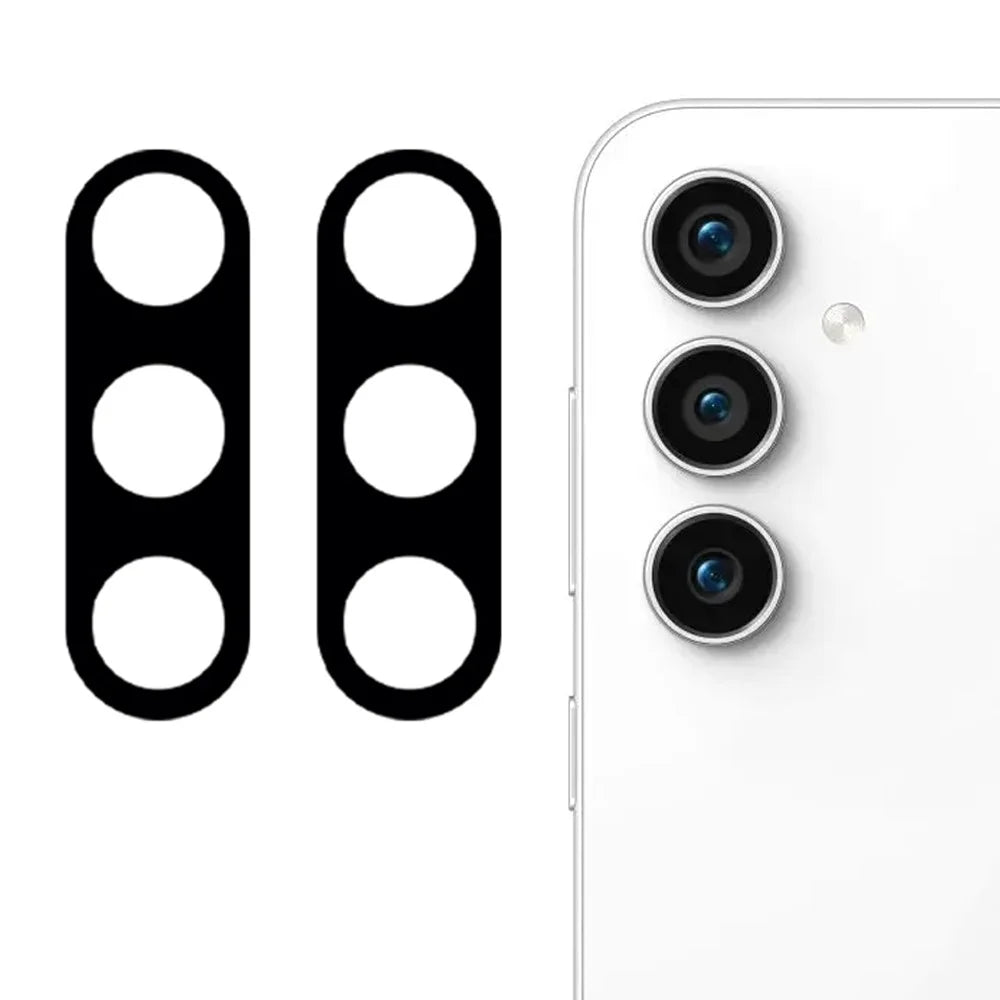 For Samsung Galaxy S23 FE / M55 5G / C55 5G / F55 5G 2Pcs Tempered Glass Camera Lens Protector 3D Arc Edge Silk Printing Rear Lens Film - 1
