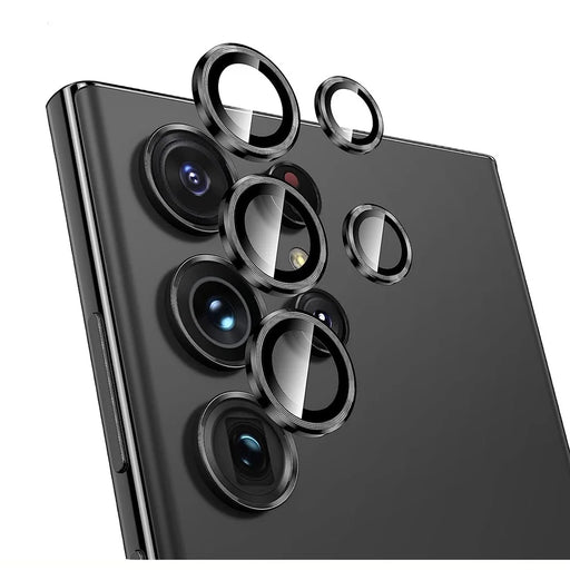 NORTHJO For Samsung Galaxy S23 Ultra 1 Set Camera Lens Film CD Vein Metal Ring Tempered Glass Lens Protector - Black - 1