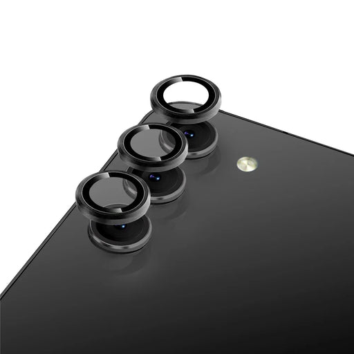 NORTHJO 1 Set Camera Lens Protector for Samsung Galaxy S23 / S23+ , CD Vein Metal Ring Tempered Glass Anti-Scratch Lens Cover Film - Black - 2