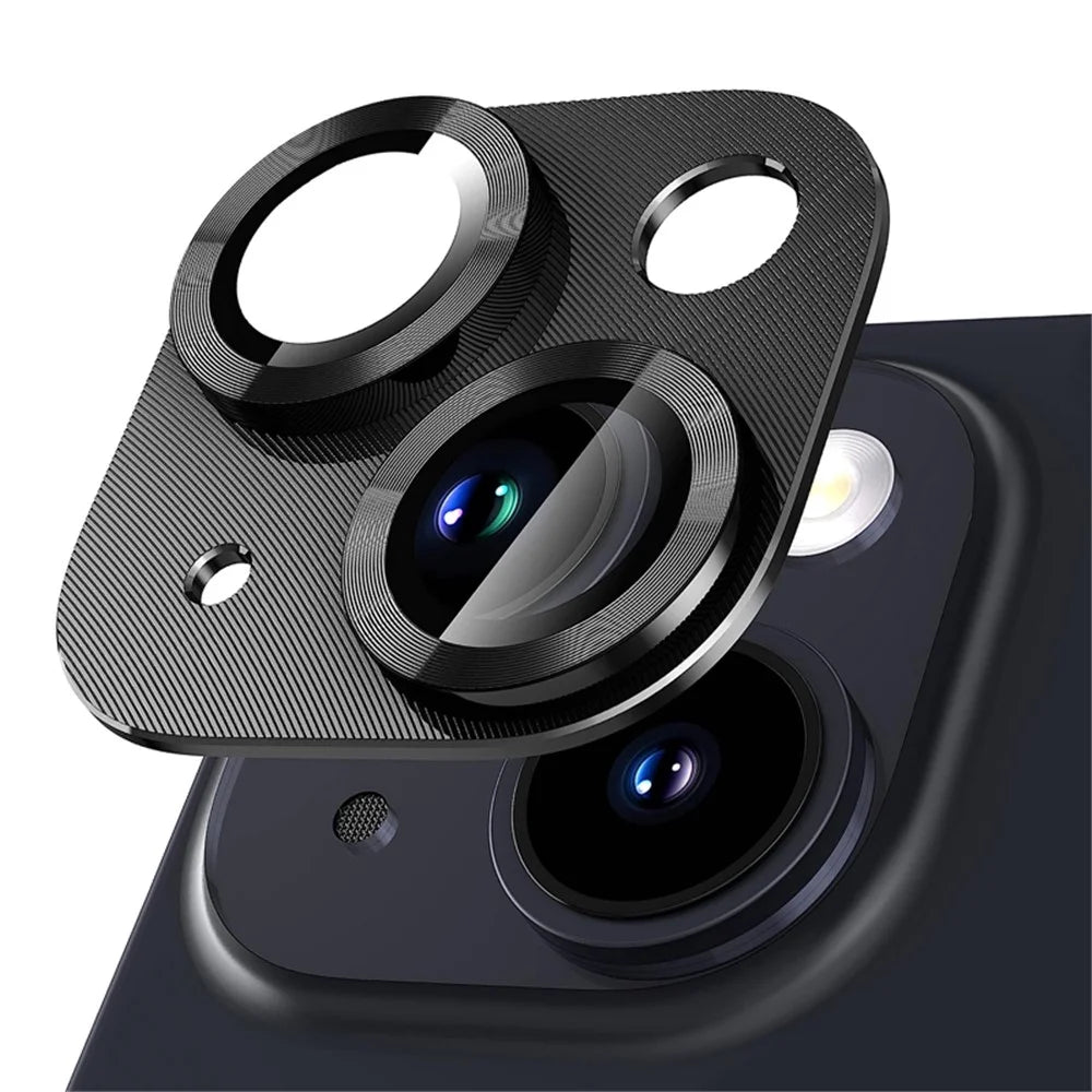 NORTHJO For iPhone 14 / 14 Plus Camera Lens Protector CD Vein Integrated Tempered Glass Camera Cover Film - Black - 1