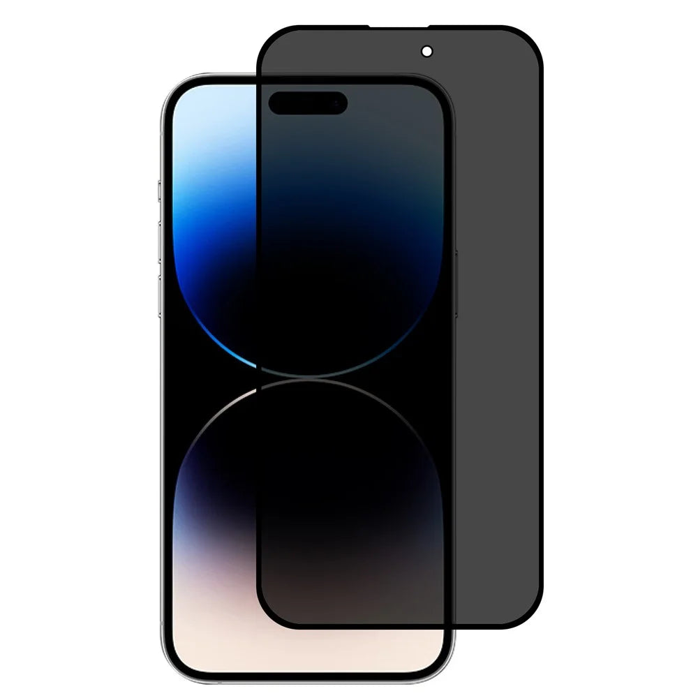 For iPhone 15 Privacy Screen Protector Silk Printing High Aluminium-silicon Glass Full Glue Full Coverage Anti-Spy Film - 1