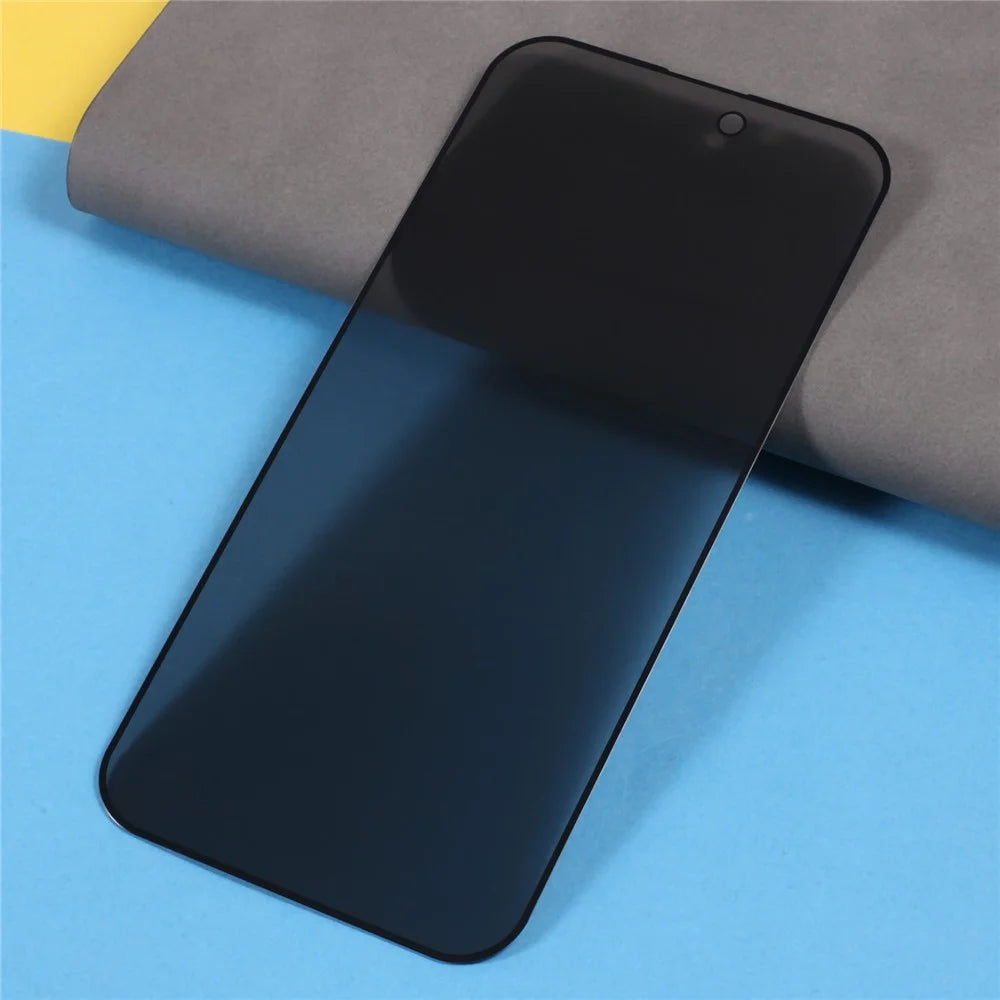 For iPhone 15 Plus Anti-Spy Screen Protector Full Cover Full Glue Silk Printing High Aluminium-silicon Glass Film - 4