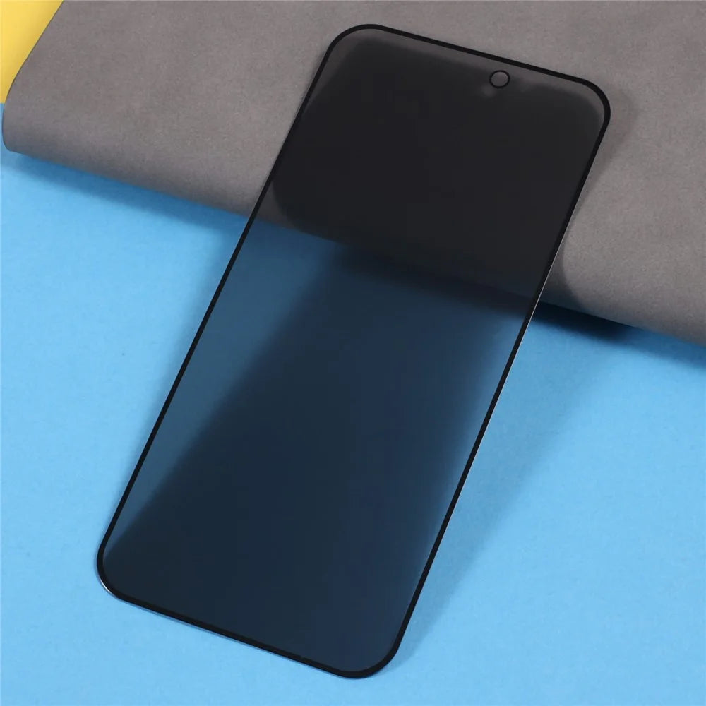For iPhone 15 Pro Max Silk Printing Screen Protector Full Glue Full Cover High Aluminium-silicon Glass Anti-peep Film - 4