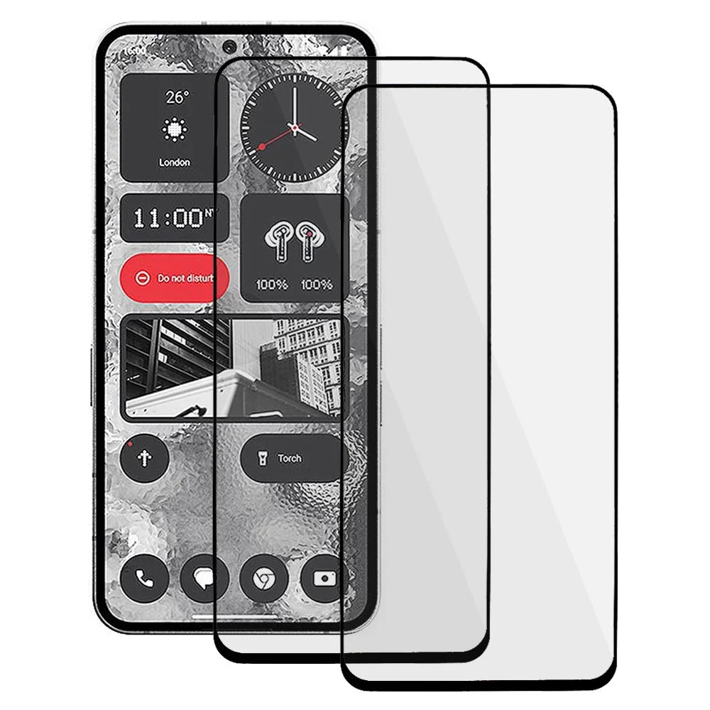 2Pcs Full Screen Protector for Nothing Phone (2) , Black Edge Silk Printing Tempered Glass Screen Film (Full Glue) - 1