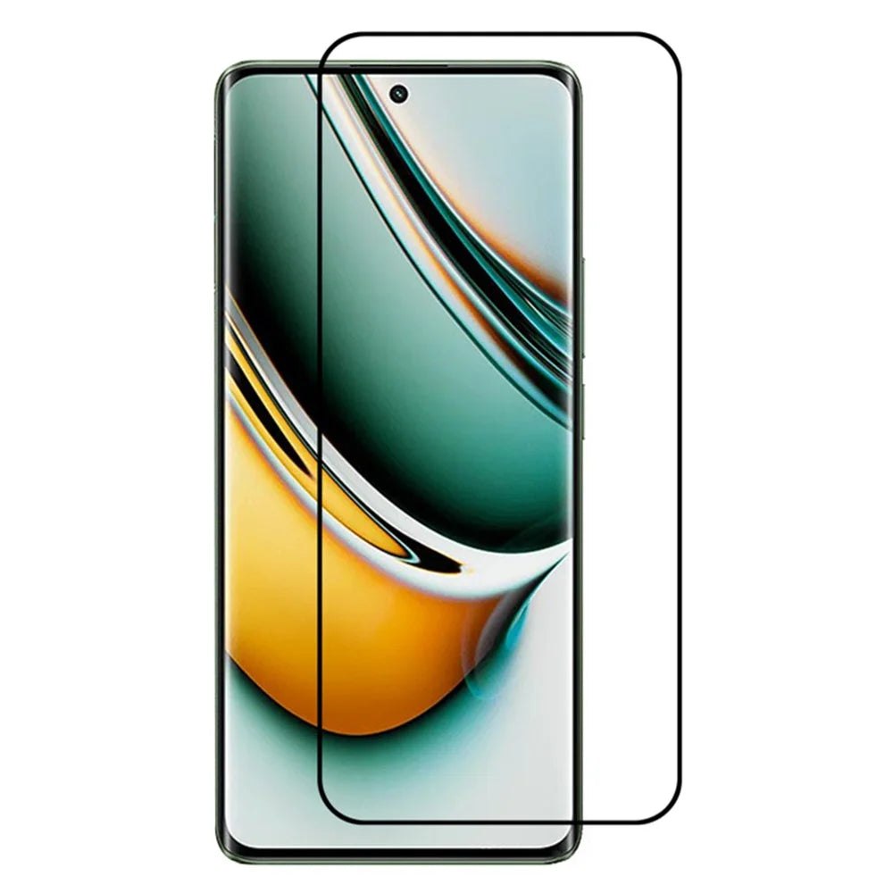 For Realme 11 Pro 5G  / 10 Pro+ 5G Curved Tempered Glass Film Silk Printing Full Cover Full Glue HD Clear Screen Protector - 1