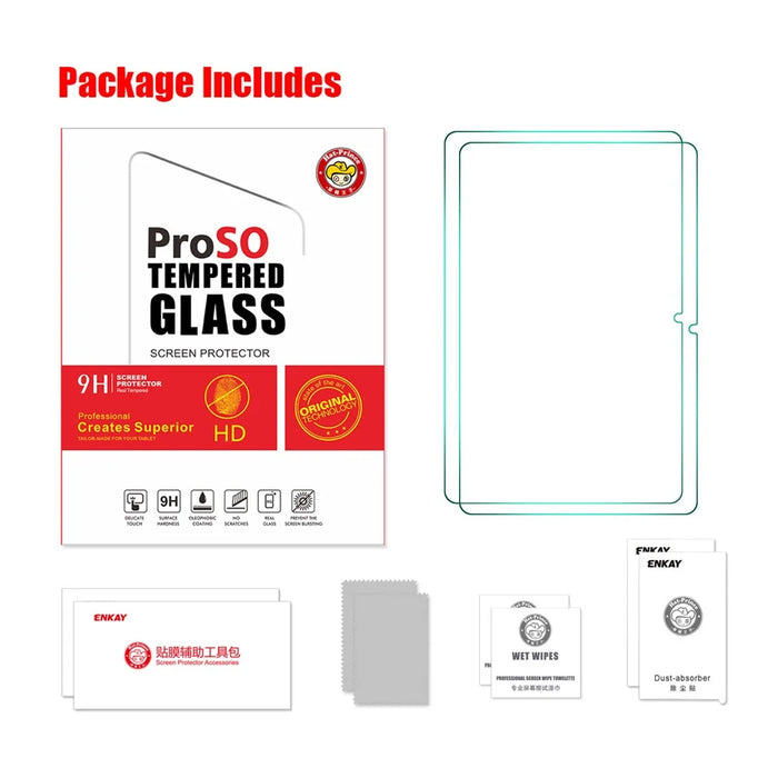 ENKAY HAT PRINCE 2Pcs 0.33mm Clear Film for Samsung Galaxy Tab S10+ / S9 FE+ / S9+ / S8+ / S7 FE , High Aluminium-Silicon Glass 9H 2.5D Screen Protector - 6