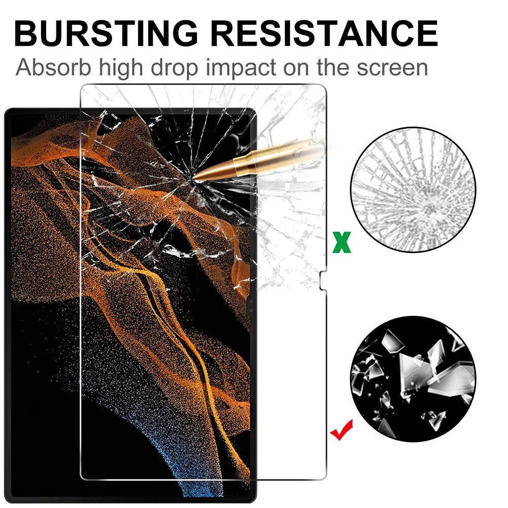 For Samsung Galaxy Tab S11 Ultra / S10 Ultra / S9 Ultra / Tab S8 Ultra Tablet Screen Protector Arc Edge Dustproof Tempered Glass Screen Film - 5