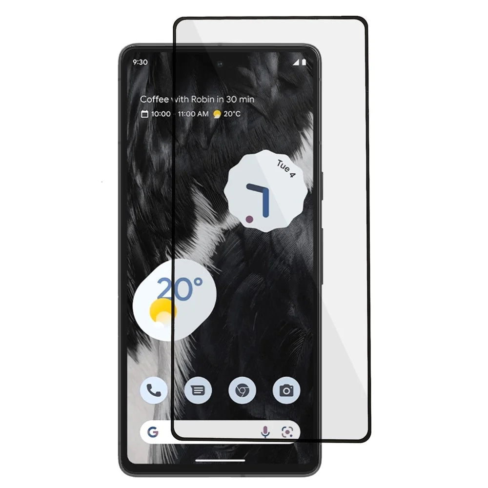For Google Pixel 8 Silk Printing Black Edge Screen Protector Full Cover Full Glue HD Tempered Glass Film - 1