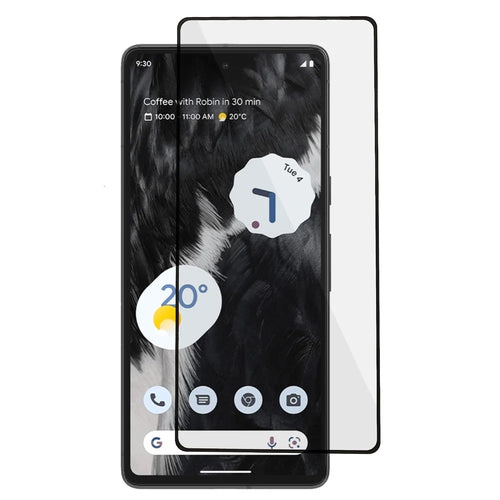 For Google Pixel 8 Silk Printing Black Edge Screen Protector Full Cover Full Glue HD Tempered Glass Film - 1