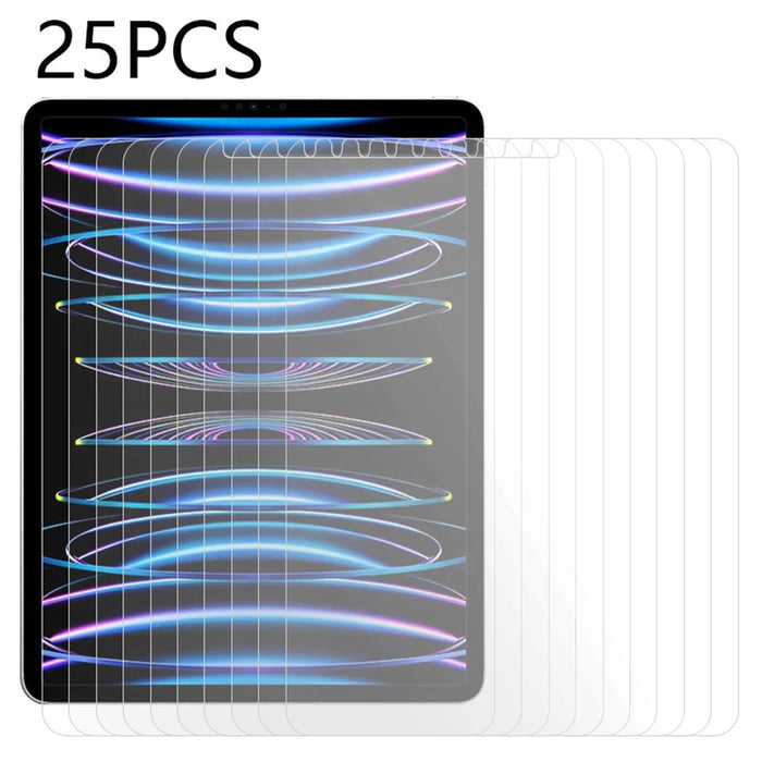 25Pcs Clear Screen Protector for iPad Pro 12.9 (2018) / (2020) / (2021) / (2022) , Scratch-Resistant Tempered Glass Film (No Package, with Wipes Set, Dust-absorber, Guide Sticker) - 1