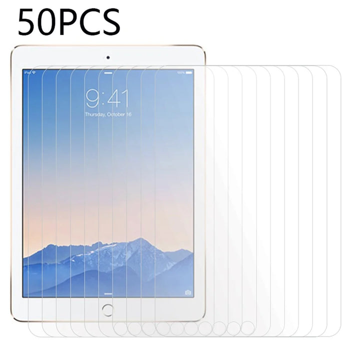 50Pcs Screen Protector for iPad Air (2013) / Air 2 / 9.7-inch (2017) / (2018) / Pro 9.7 inch (2016) Tempered Glass Film (No Package, with Wipes Set, Dust-absorber, Guide Sticker) - 1